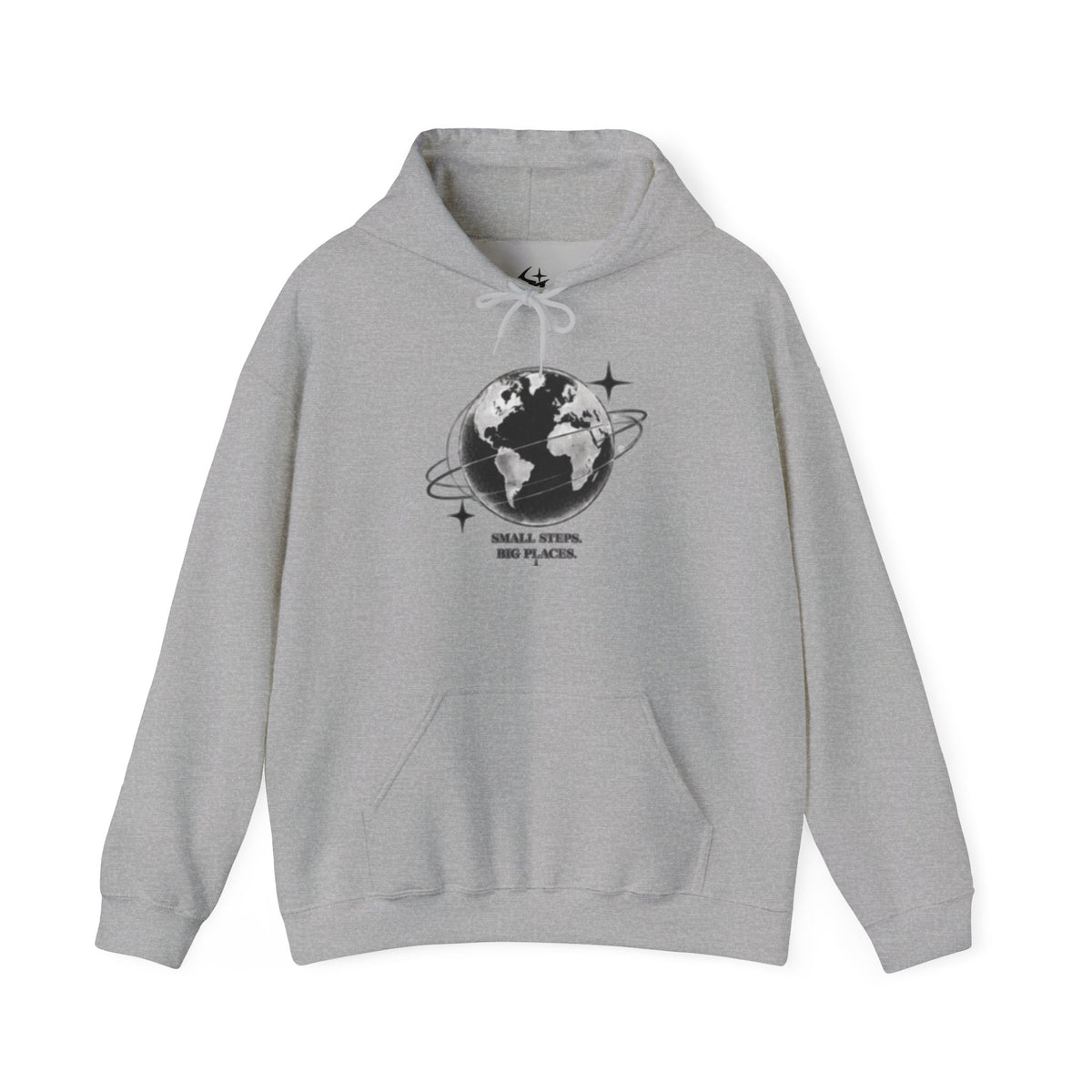 Hoodie — Earth Illustration "Small Steps, Big Places" Eco Travel Sweatshirt