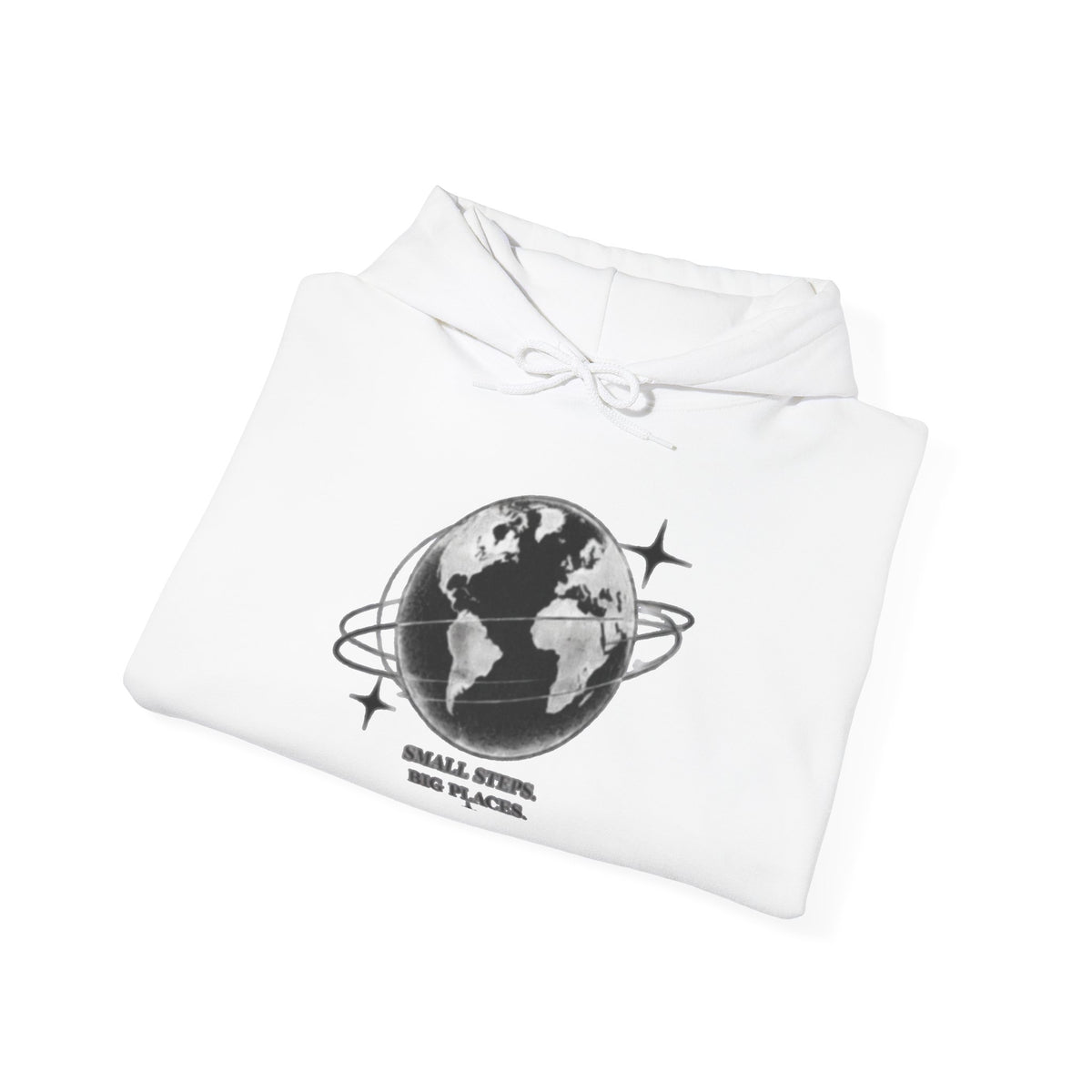 Hoodie — Earth Illustration "Small Steps, Big Places" Eco Travel Sweatshirt