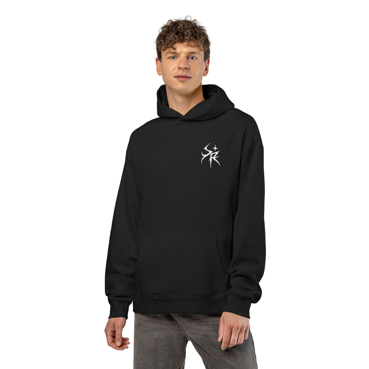 Minimal Black Hoodie, Embroidery Style