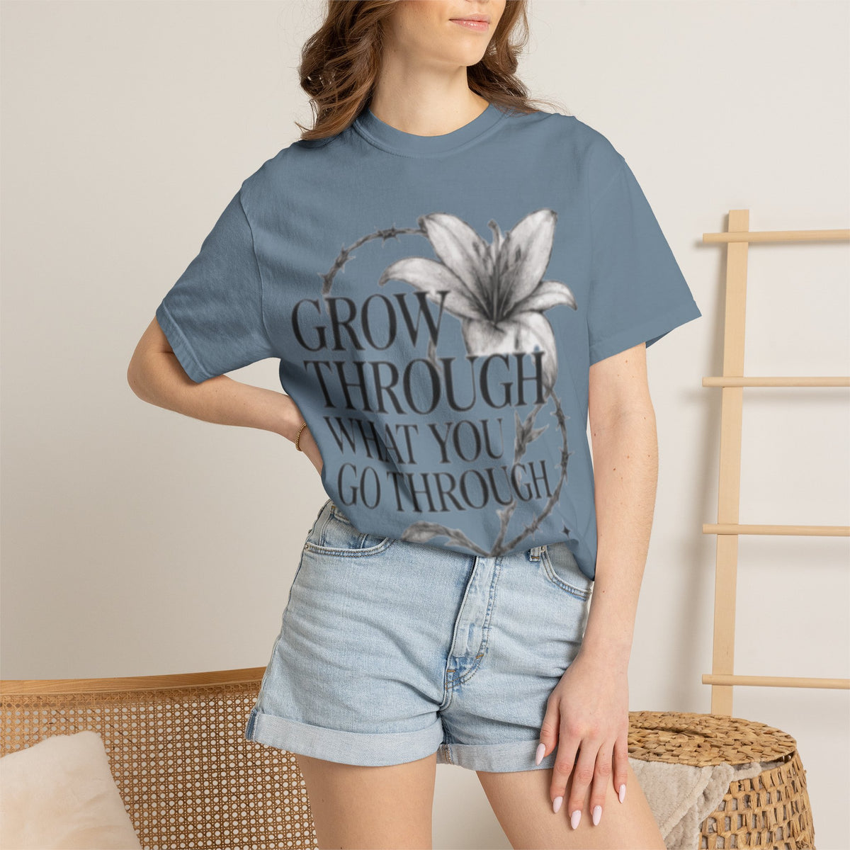Calm T-Shirt, 'Grow Through What You Go Through' Inspirational Tee