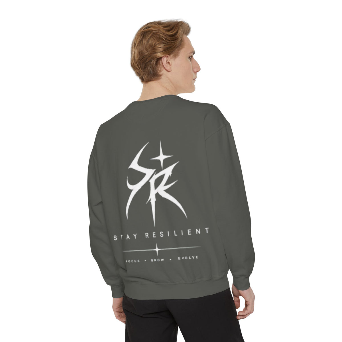 Comfy Stay Resilient Sweatshirt — Graphic Back Logo Crewneck