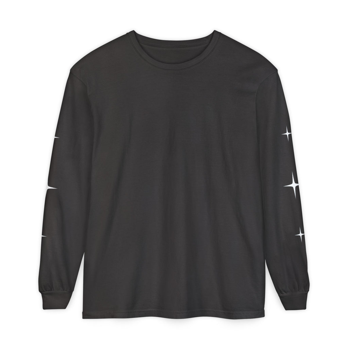 SR -- Unisex Garment-dyed Long Sleeve T-Shirt With Minimal Stars On Sleeves