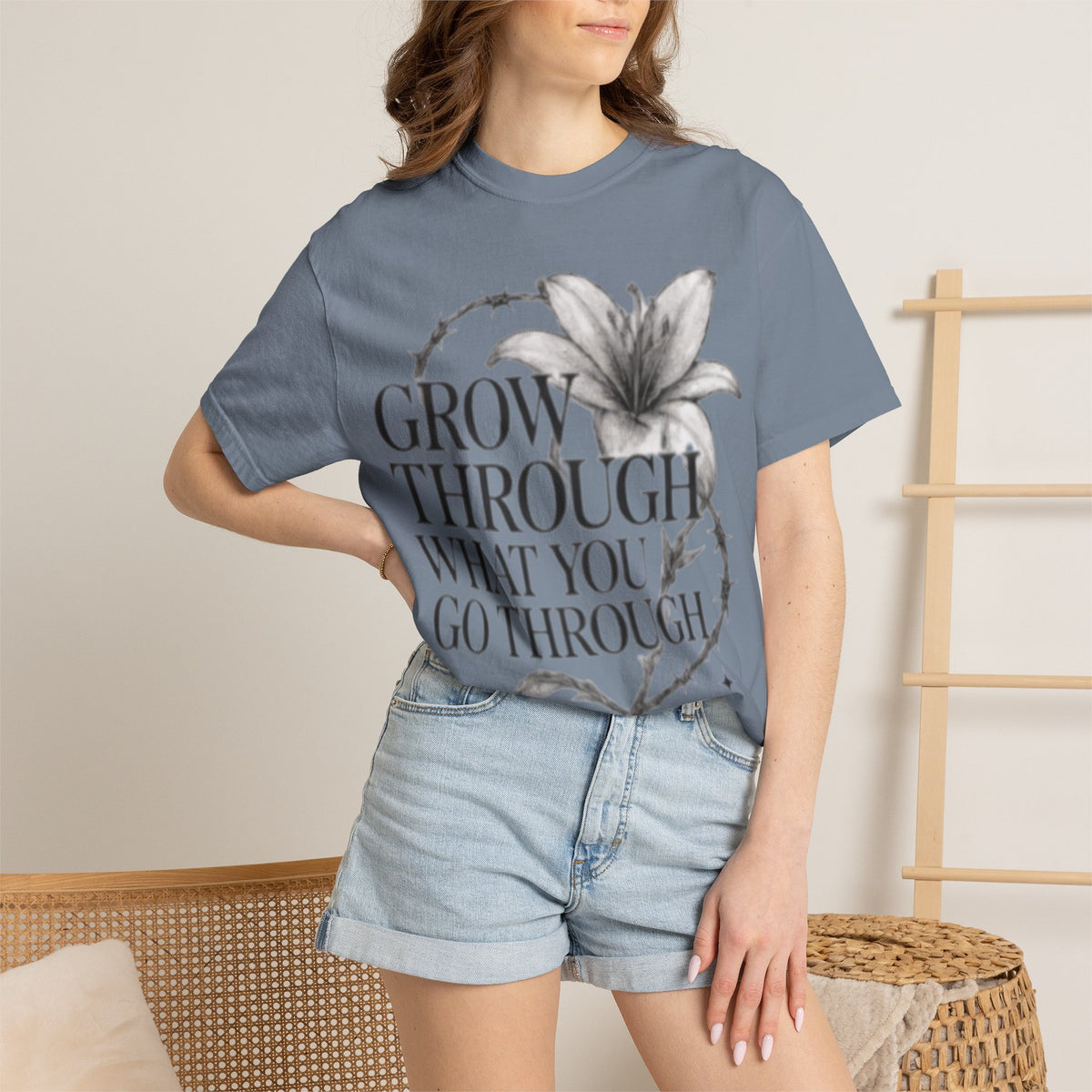 Calm T-Shirt, 'Grow Through What You Go Through' Inspirational Tee