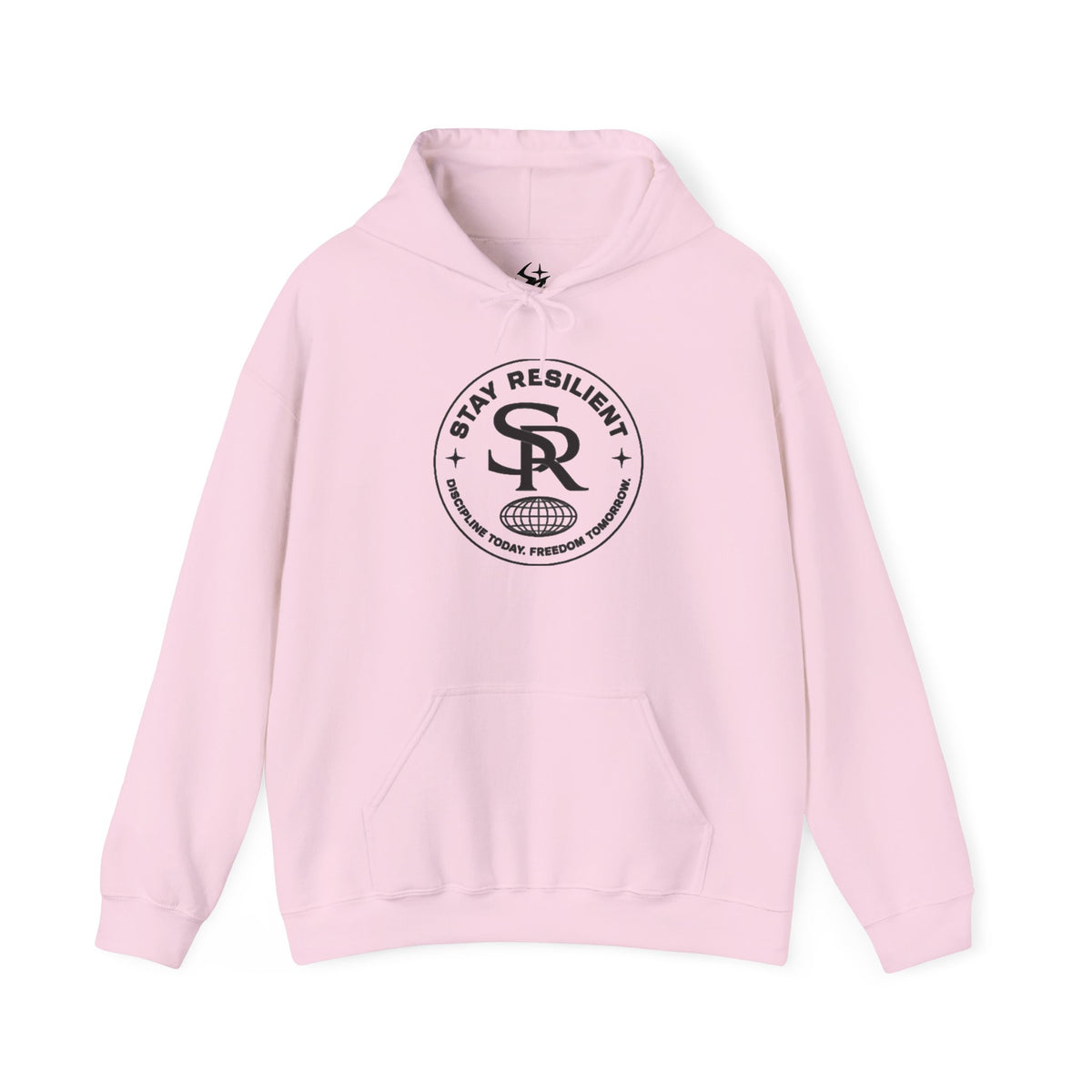 Motivational Hoodie, Minimal Circular Logo Pullover — Stay Resilient Hoodie