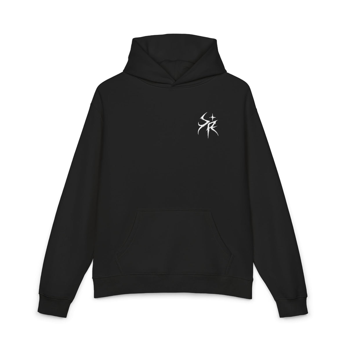 Minimal Black Hoodie, Embroidery Style