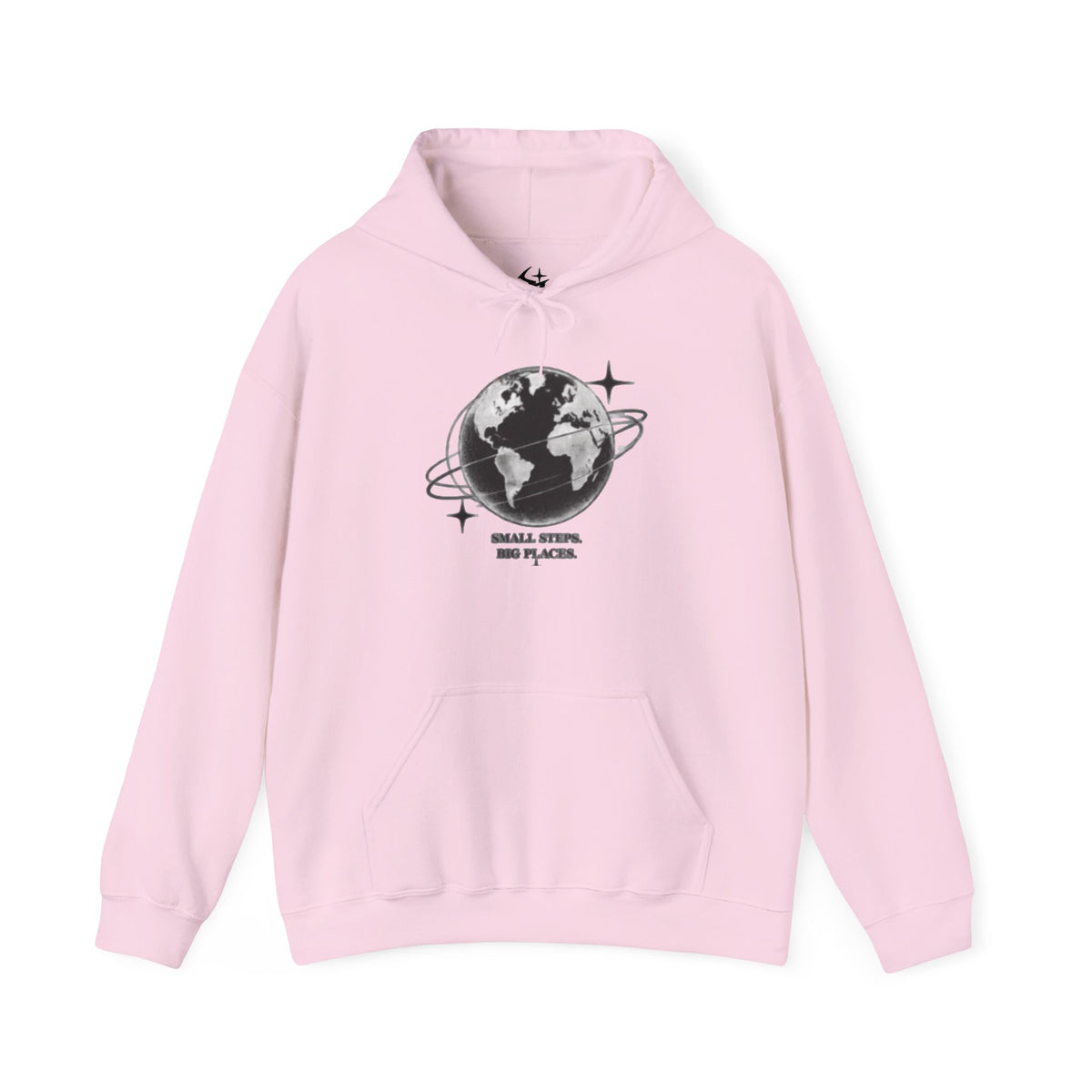 Hoodie — Earth Illustration "Small Steps, Big Places" Eco Travel Sweatshirt