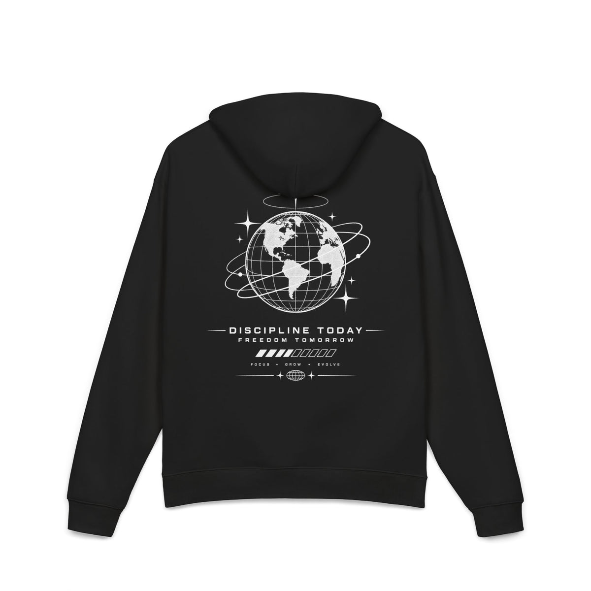 Calm Motivational Graphic Hoodie — 'Discipline Today, Freedom Tomorrow'