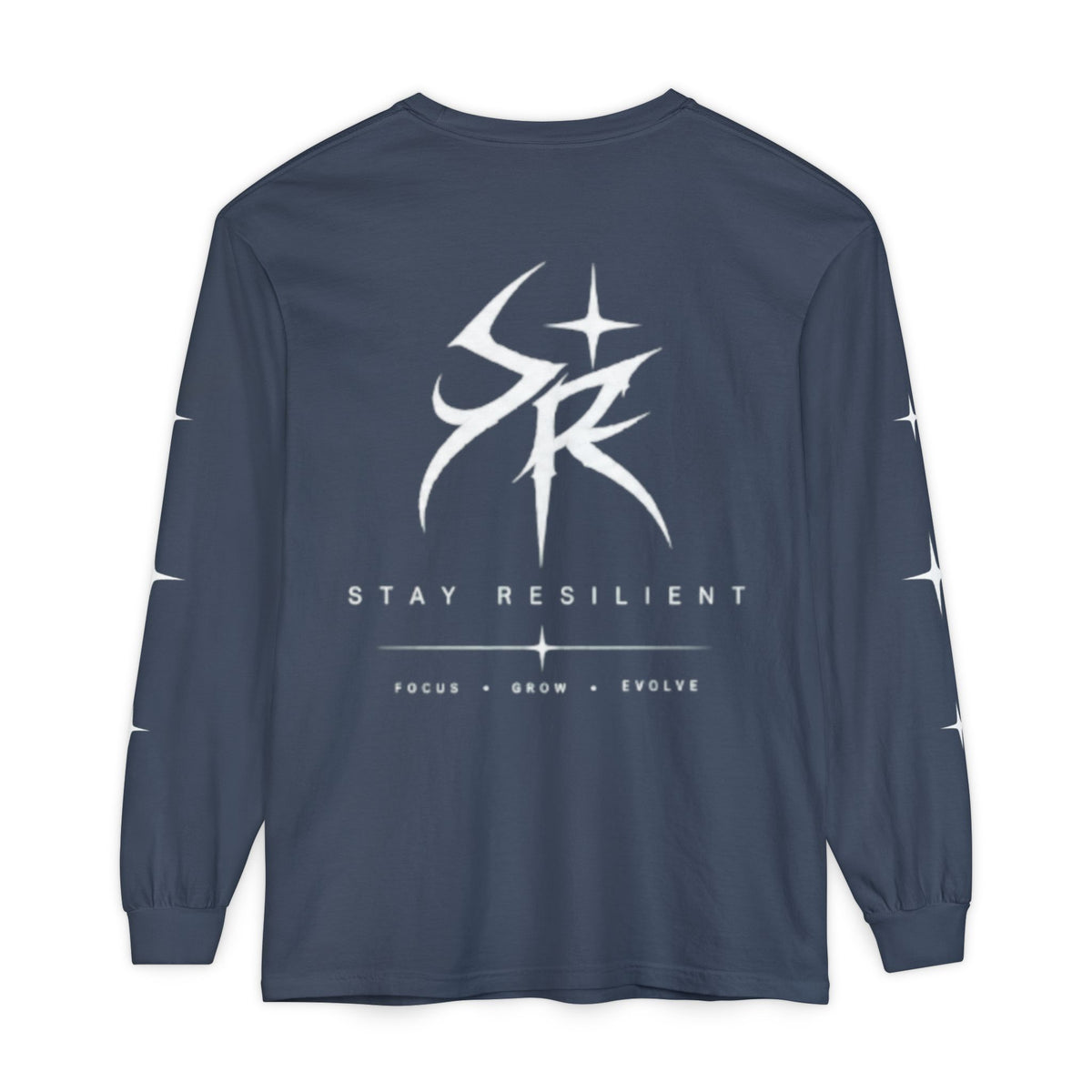 SR -- Unisex Garment-dyed Long Sleeve T-Shirt With Minimal Stars On Sleeves
