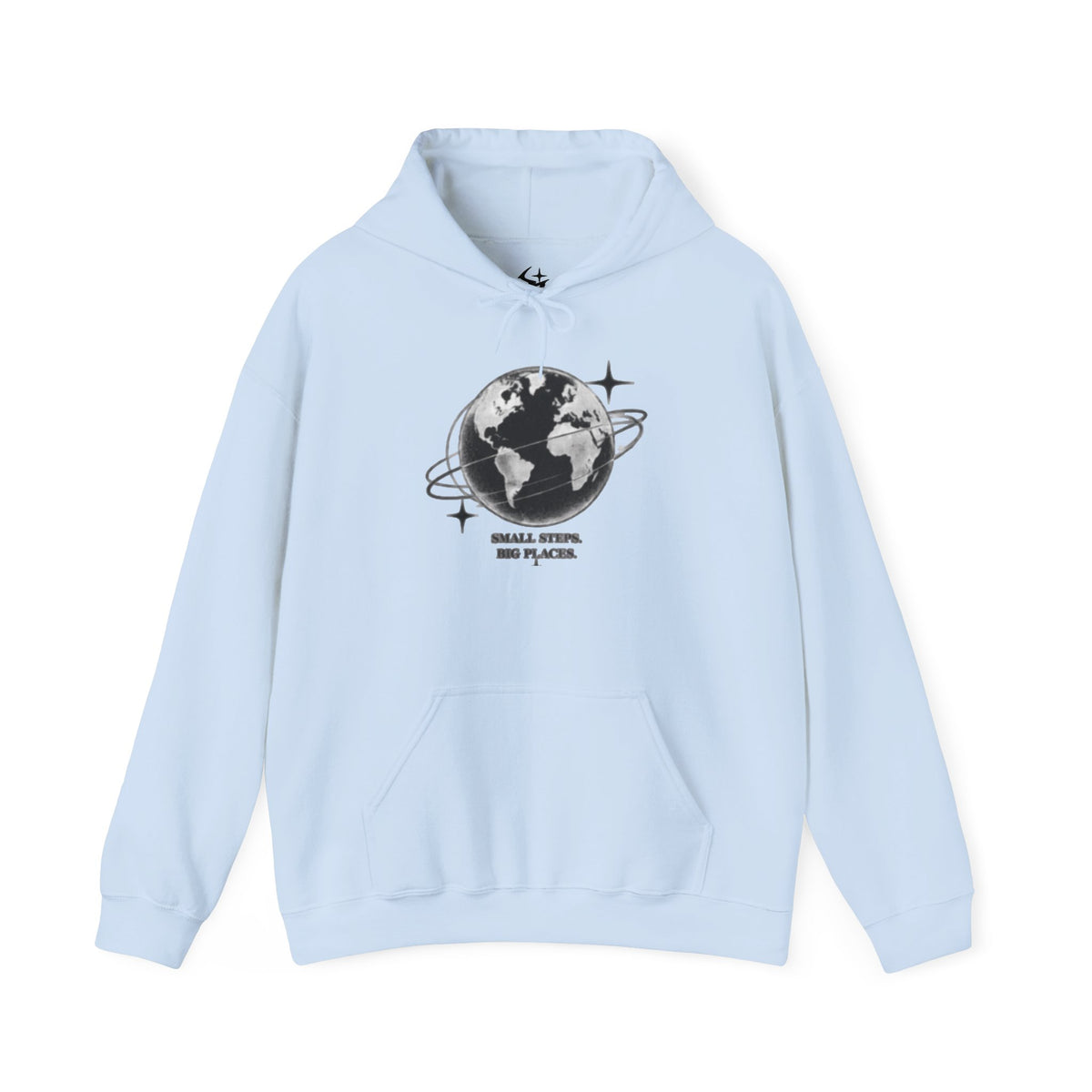 Hoodie — Earth Illustration "Small Steps, Big Places" Eco Travel Sweatshirt