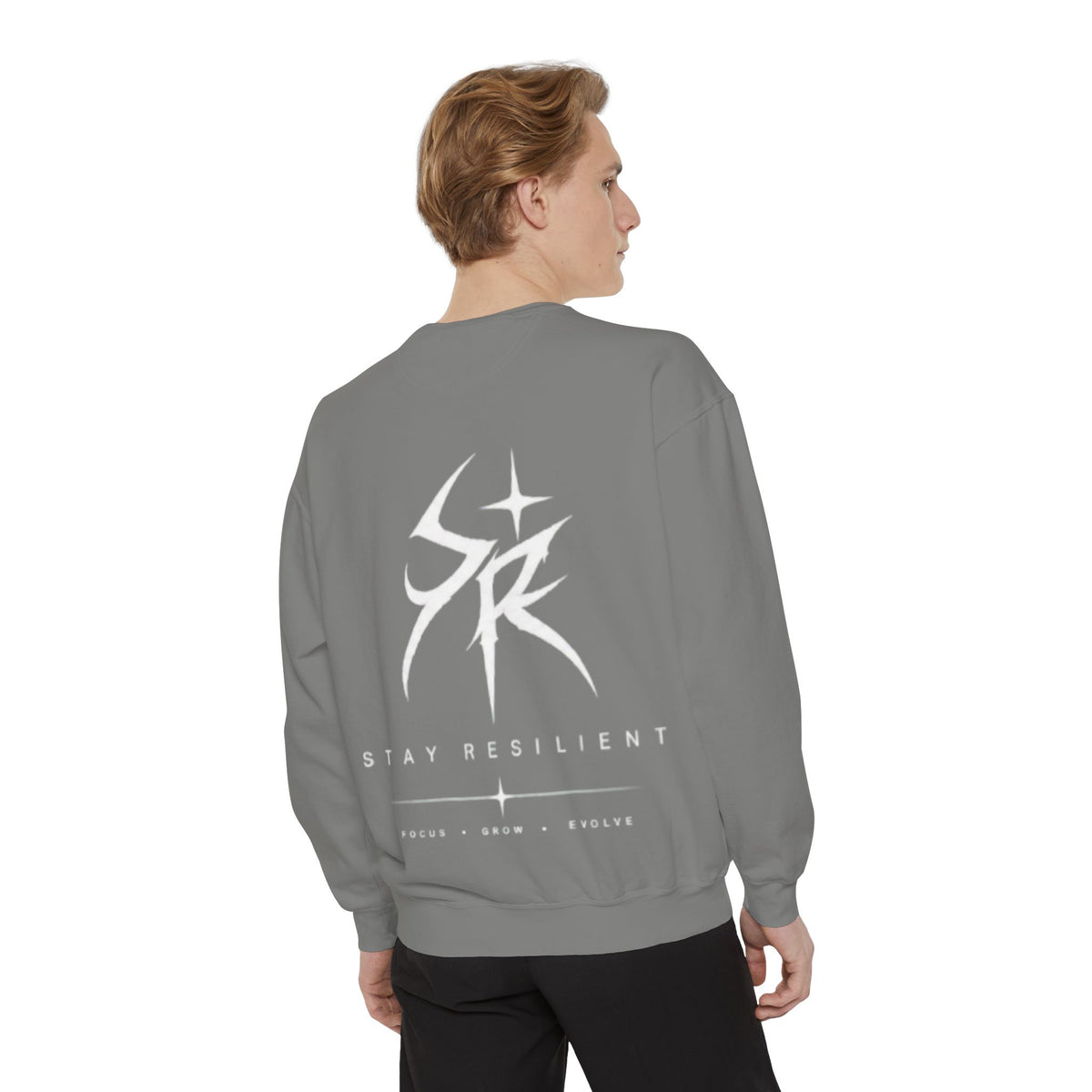 Comfy Stay Resilient Sweatshirt — Graphic Back Logo Crewneck