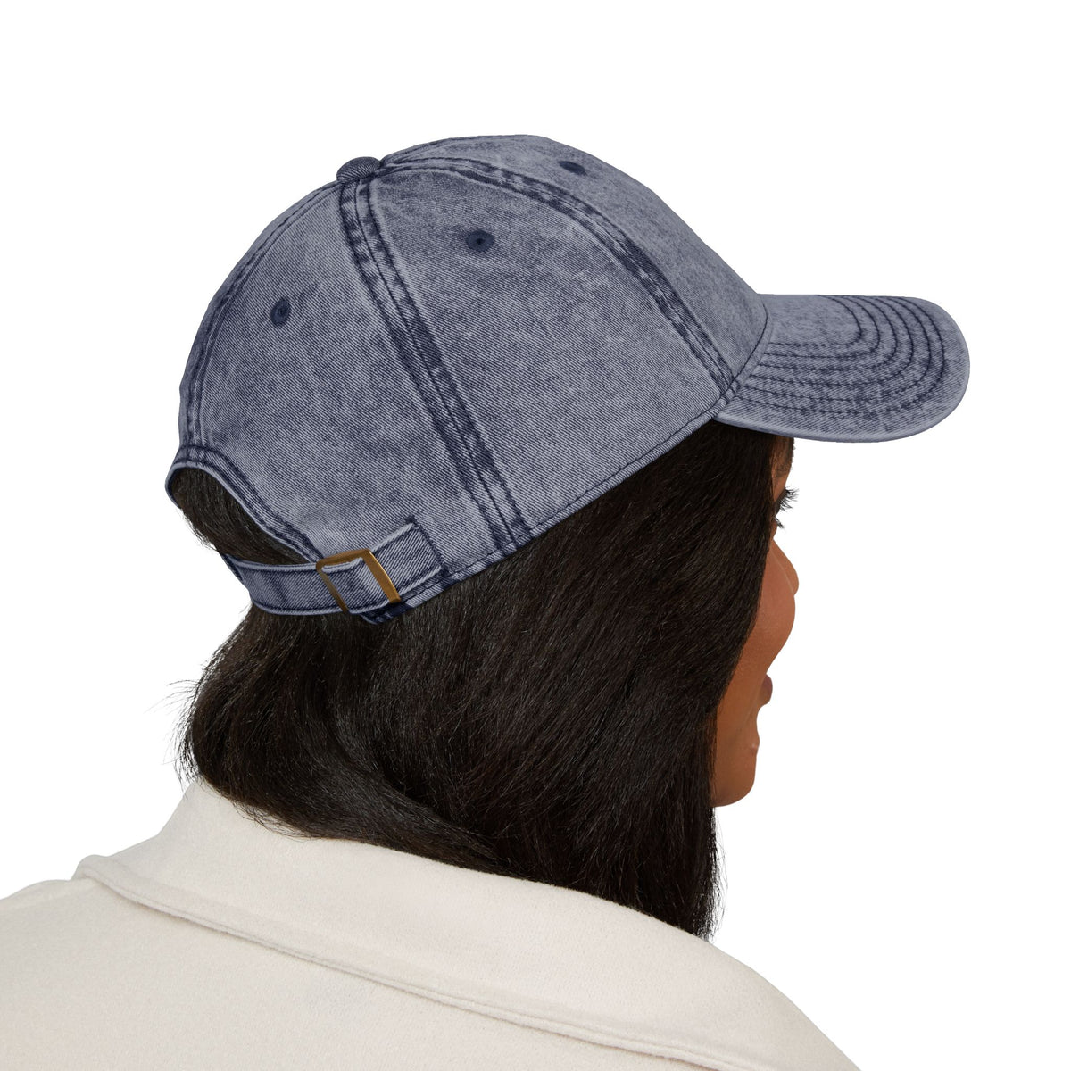 Washed Black Embroidered Vintage Cap — Distressed 'SR' Logo Hat