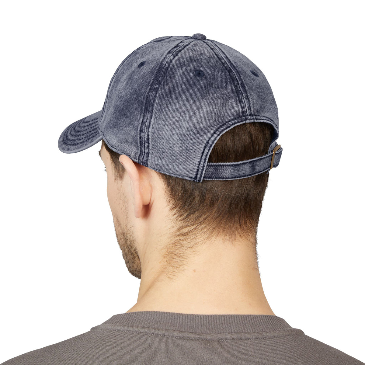 Washed Black Embroidered Vintage Cap — Distressed 'SR' Logo Hat