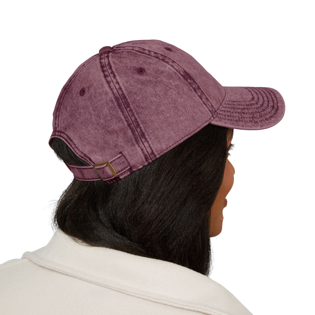 Washed Black Embroidered Vintage Cap — Distressed 'SR' Logo Hat