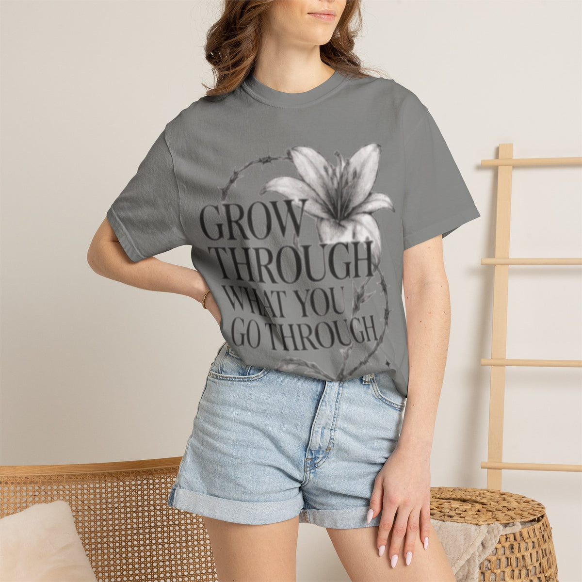 Calm T-Shirt, 'Grow Through What You Go Through' Inspirational Tee