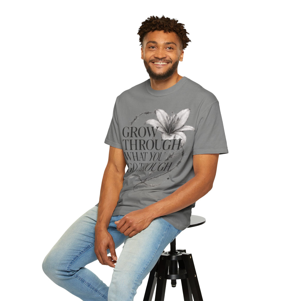 Calm T-Shirt, 'Grow Through What You Go Through' Inspirational Tee