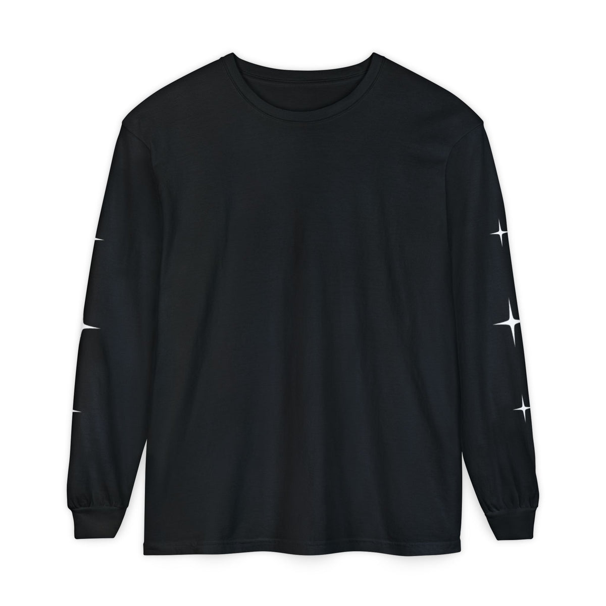 SR -- Unisex Garment-dyed Long Sleeve T-Shirt With Minimal Stars On Sleeves