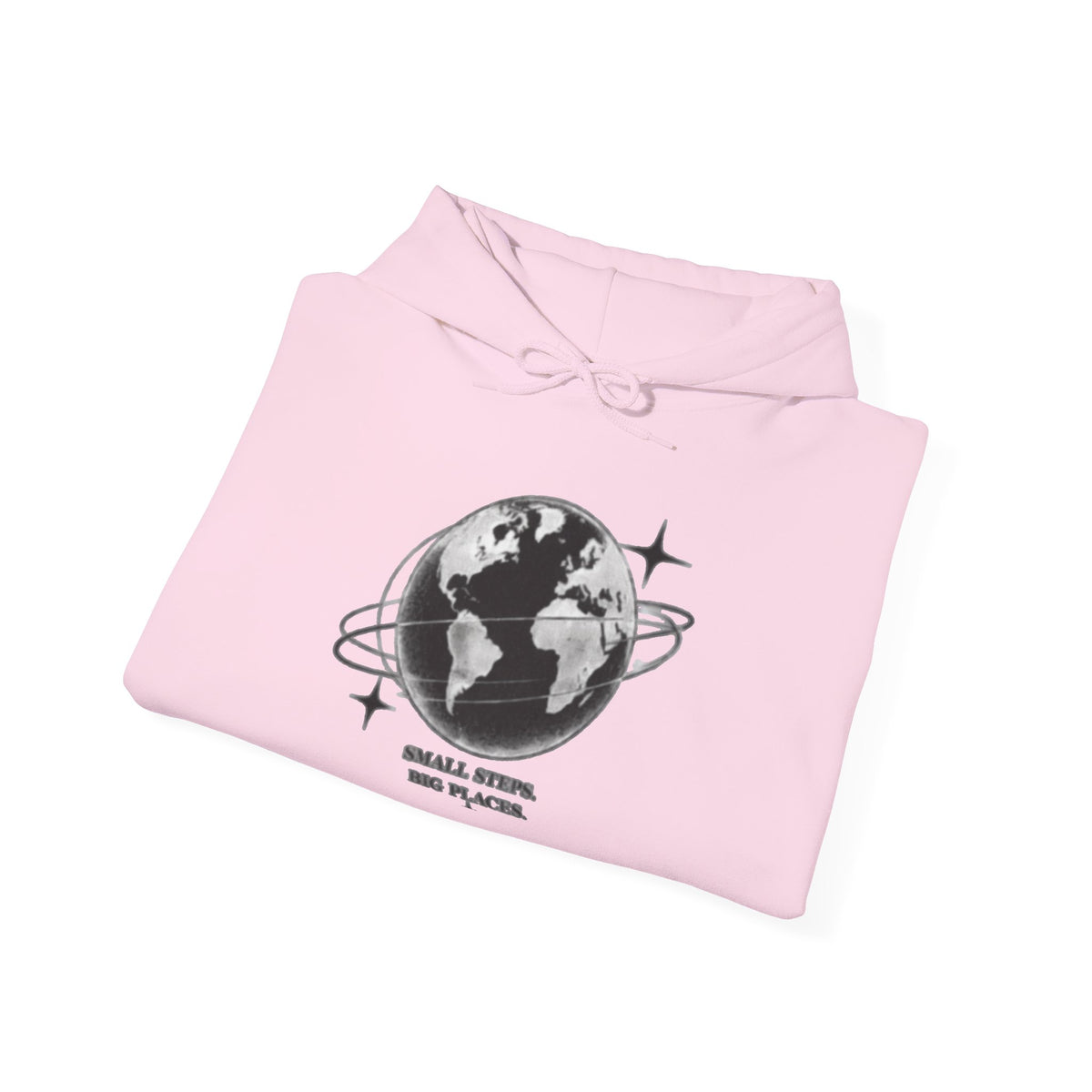 Hoodie — Earth Illustration "Small Steps, Big Places" Eco Travel Sweatshirt