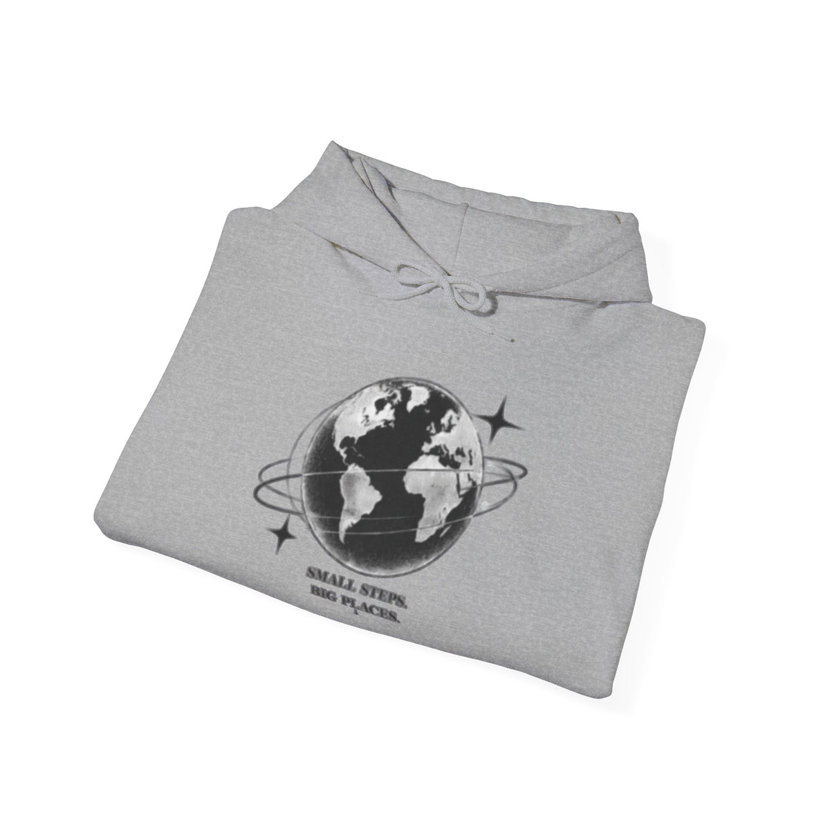 Hoodie — Earth Illustration "Small Steps, Big Places" Eco Travel Sweatshirt