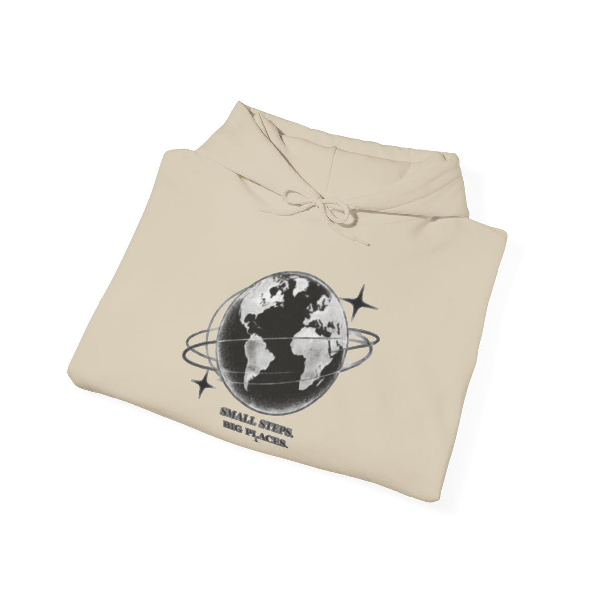 Hoodie — Earth Illustration "Small Steps, Big Places" Eco Travel Sweatshirt