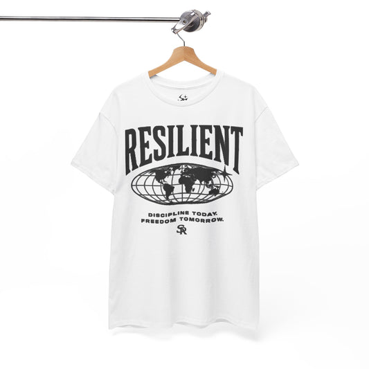 Motivational T-Shirt,  Resilient Globe T‑Shirt  "Discipline Today, Freedom Tomorrow"