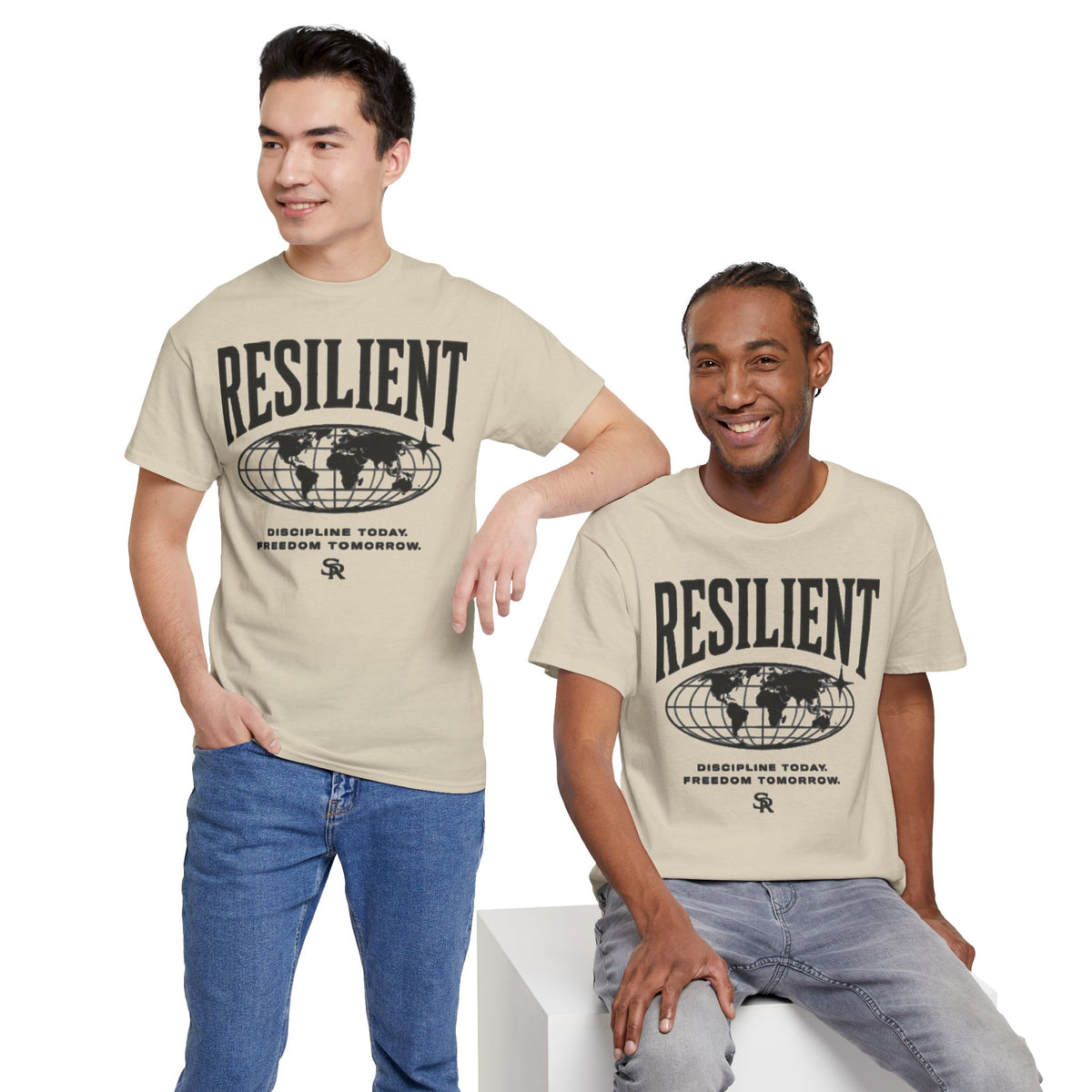 Motivational T-Shirt,  Resilient Globe T‑Shirt  "Discipline Today, Freedom Tomorrow"