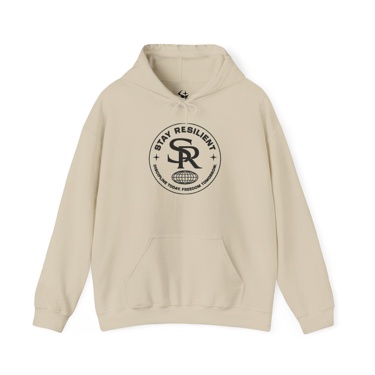 Motivational Hoodie, Minimal Circular Logo Pullover — Stay Resilient Hoodie