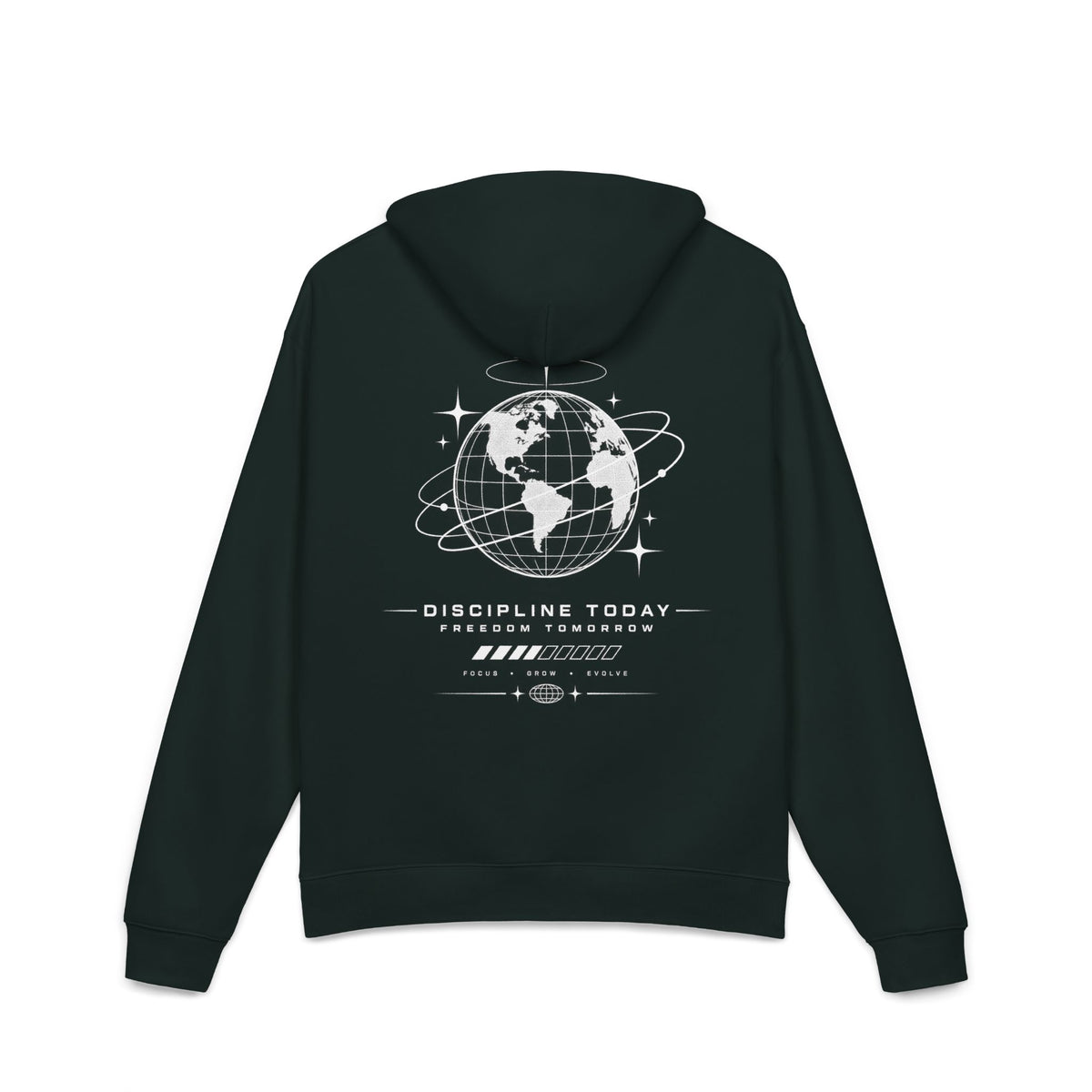 Calm Motivational Graphic Hoodie — 'Discipline Today, Freedom Tomorrow'