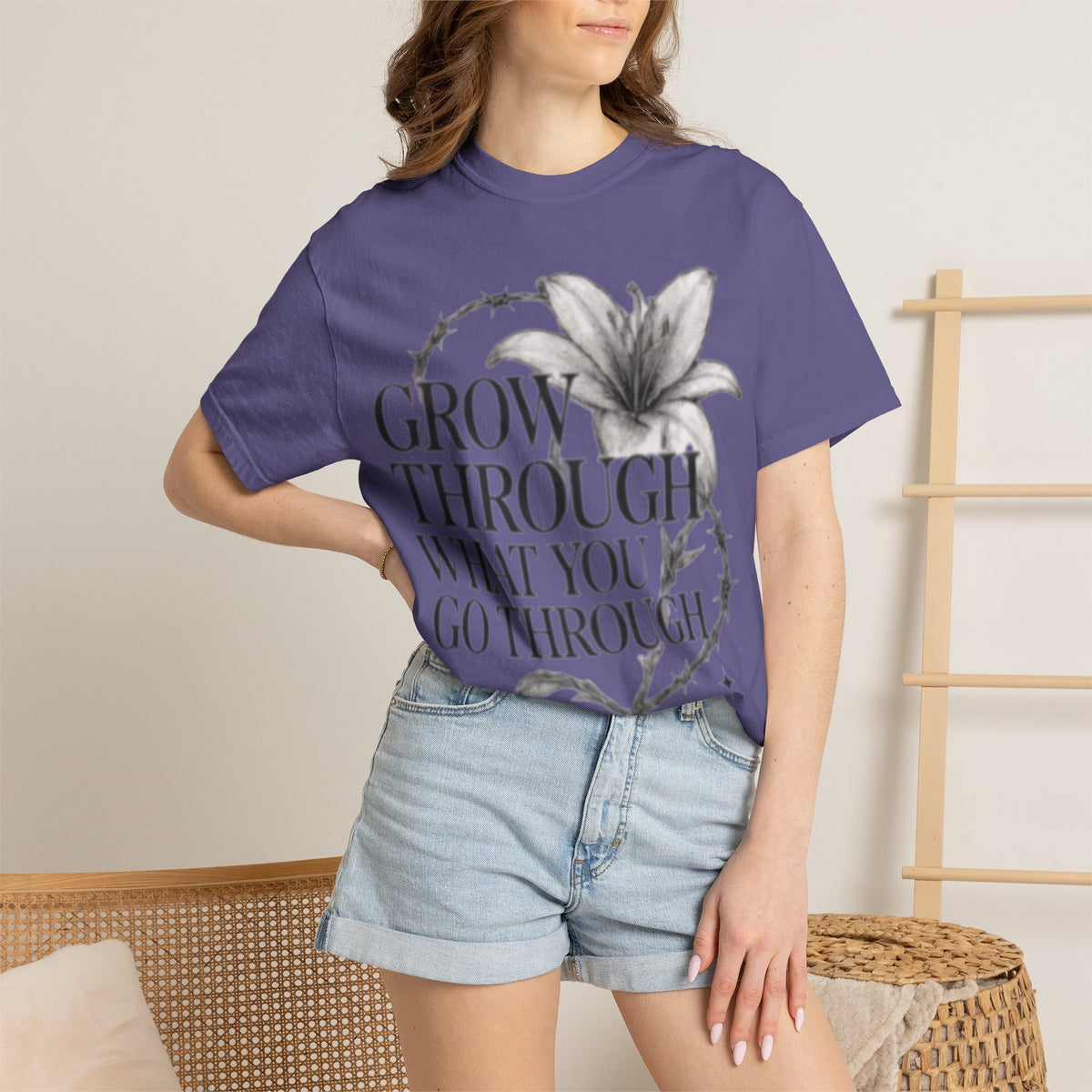 Calm T-Shirt, 'Grow Through What You Go Through' Inspirational Tee