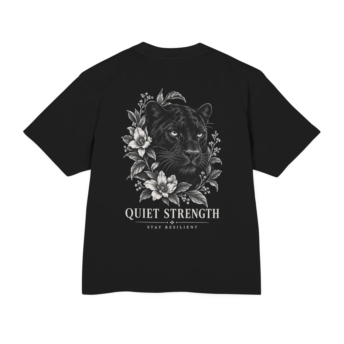 Black T‑Shirt — Floral Black Panther Graphic Tee