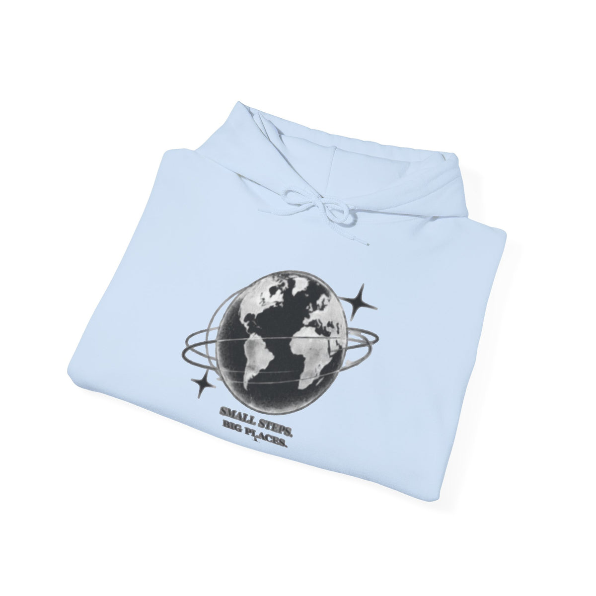 Hoodie — Earth Illustration "Small Steps, Big Places" Eco Travel Sweatshirt