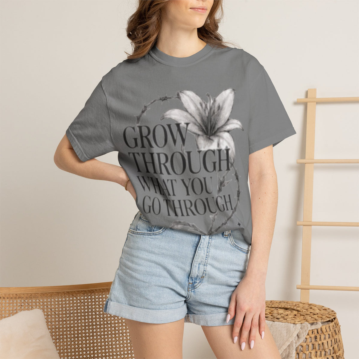 Calm T-Shirt, 'Grow Through What You Go Through' Inspirational Tee