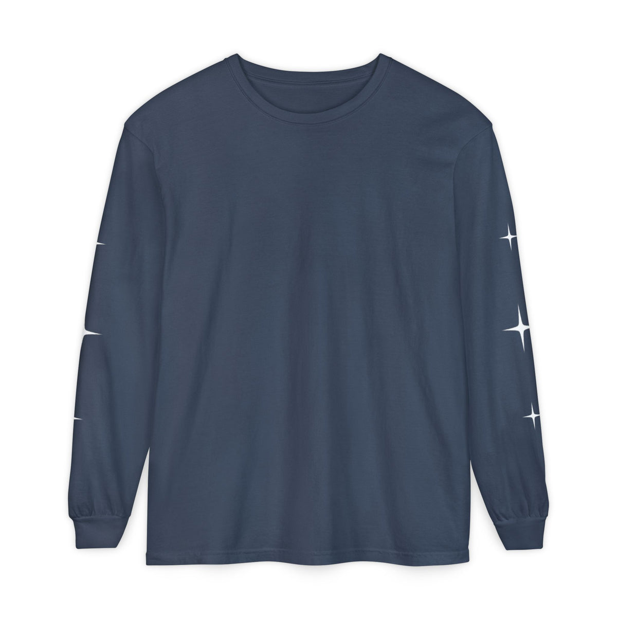 SR -- Unisex Garment-dyed Long Sleeve T-Shirt With Minimal Stars On Sleeves