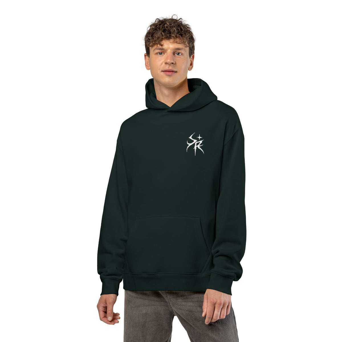 Minimal Black Hoodie, Embroidery Style