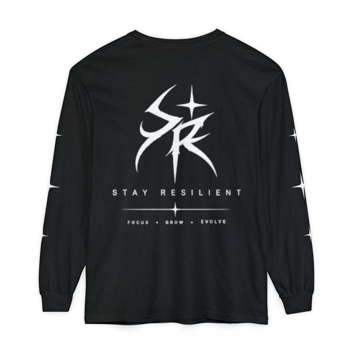 SR -- Unisex Garment-dyed Long Sleeve T-Shirt With Minimal Stars On Sleeves
