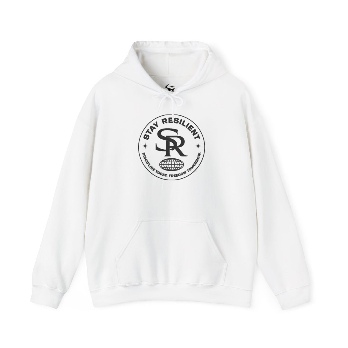 Motivational Hoodie, Minimal Circular Logo Pullover — Stay Resilient Hoodie